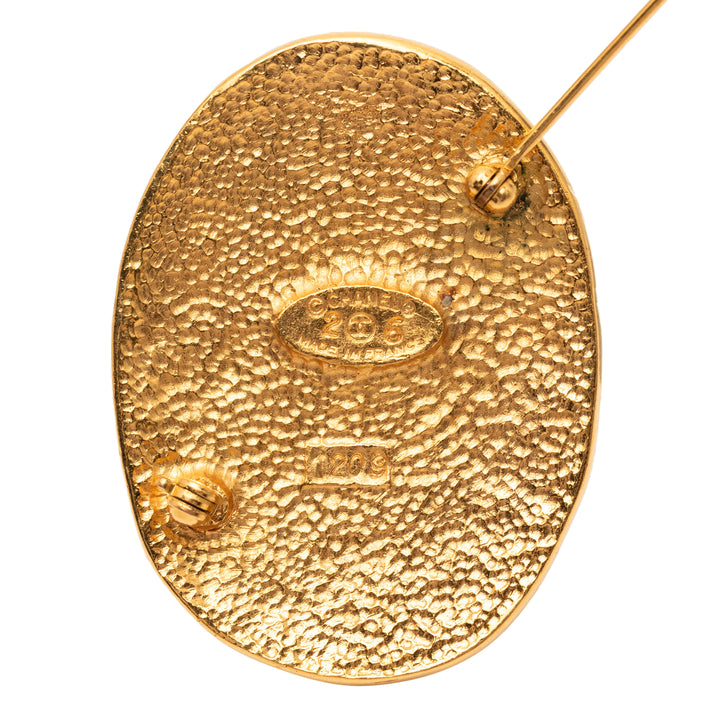 Chanel CC plaqué Crown Oval Broche