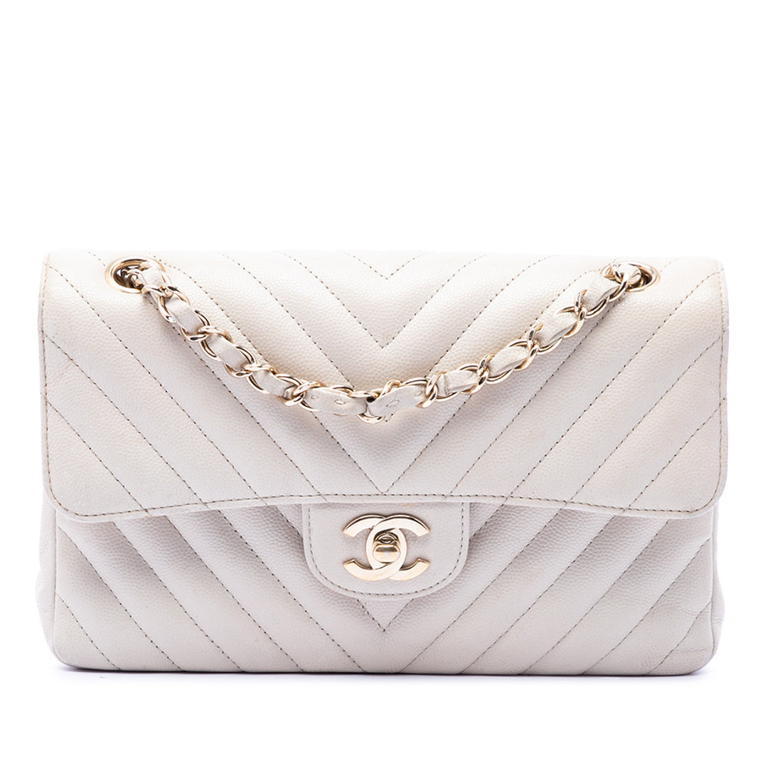Chanel Small Classic Chevron Caviar Double rabat