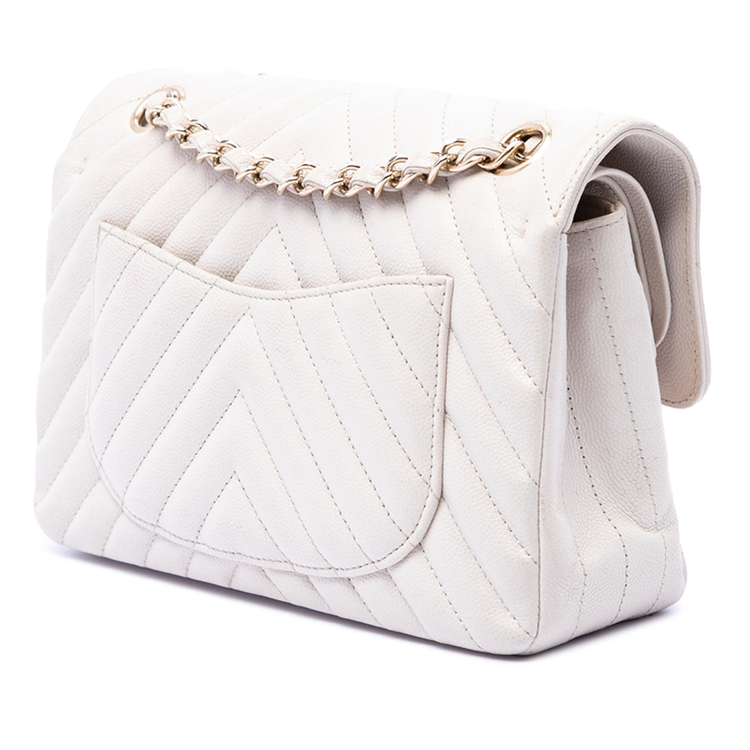 Chanel Small Classic Chevron Caviar Double rabat