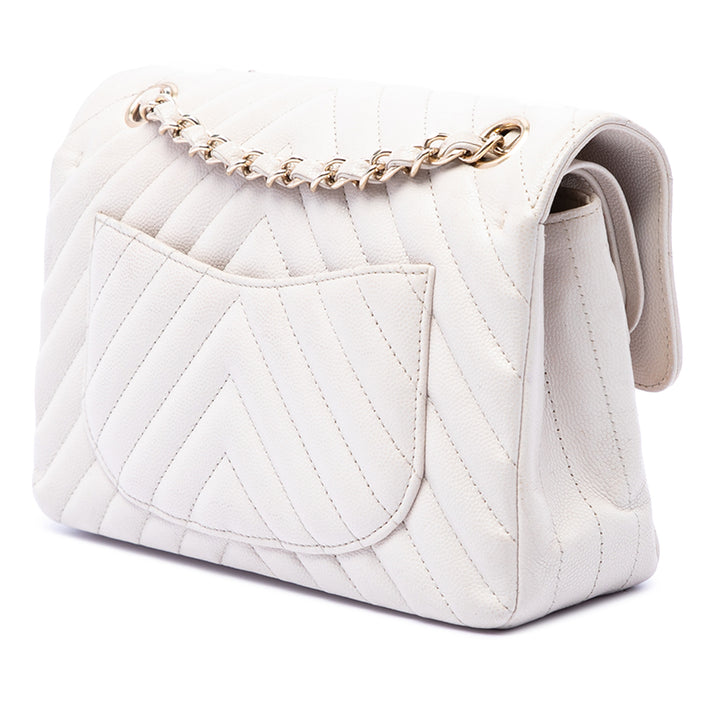 Chanel Small Classic Chevron Caviar Double rabat