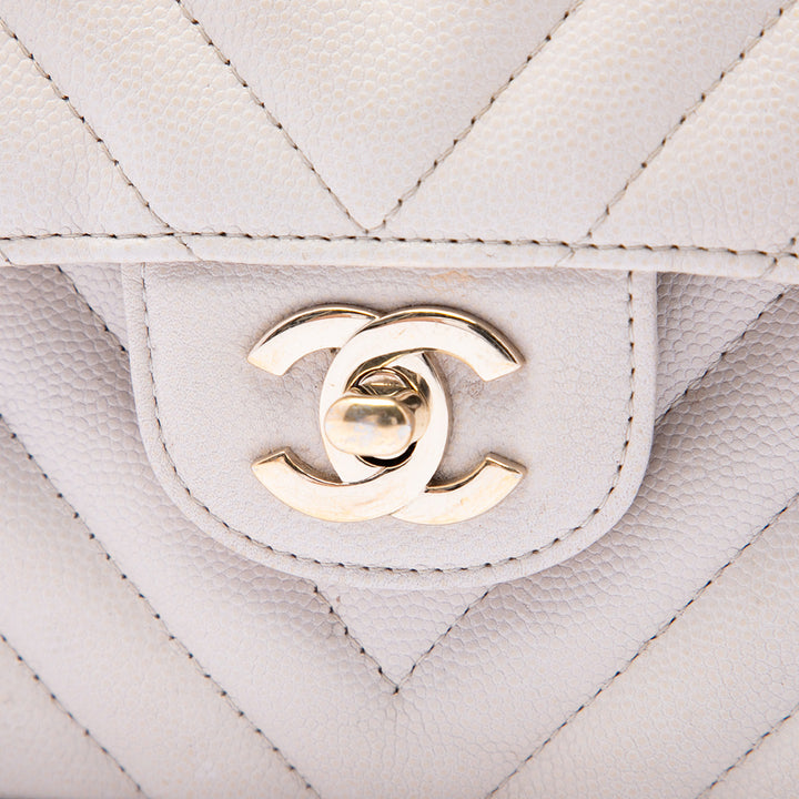 Chanel Small Classic Chevron Caviar Double rabat