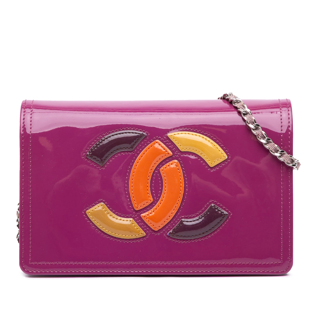 Patent CC Lipstick Wallet On Chain Purple - Gaby Paris