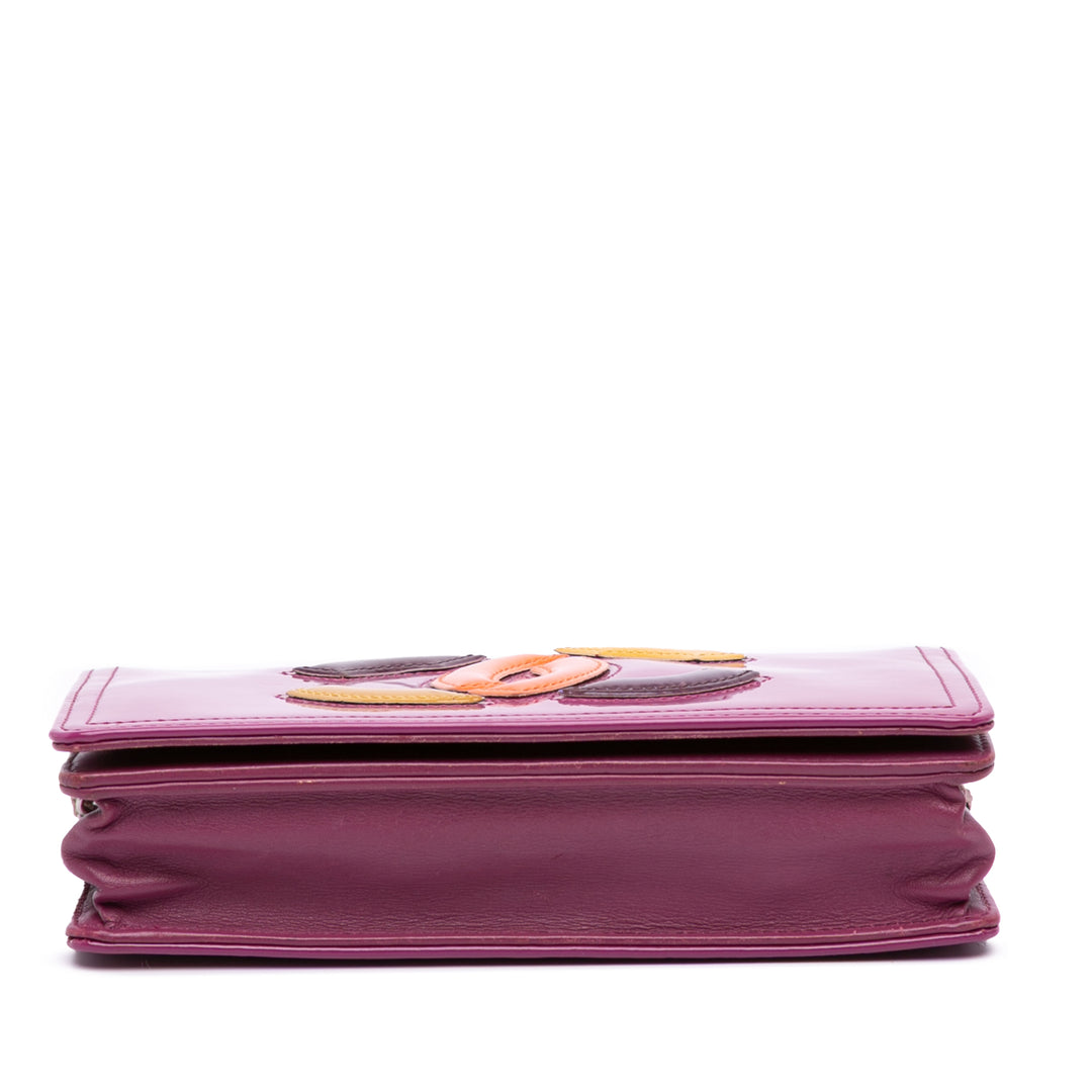 Patent CC Lipstick Wallet On Chain Purple - Gaby Paris