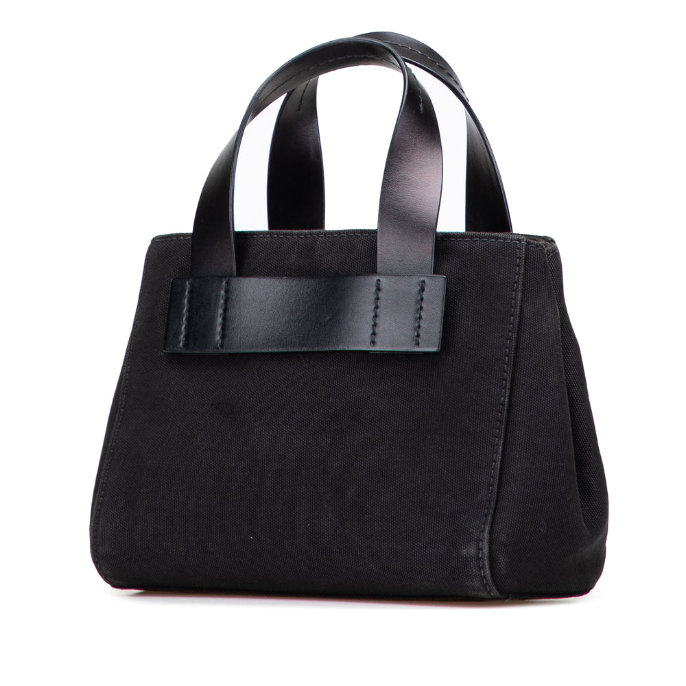Small Canapa Canvas and leather Logo Satchel Black - Gaby Paris