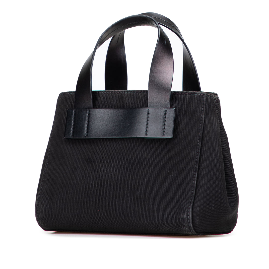 Small Canapa Canvas and leather Logo Satchel Black - Gaby Paris