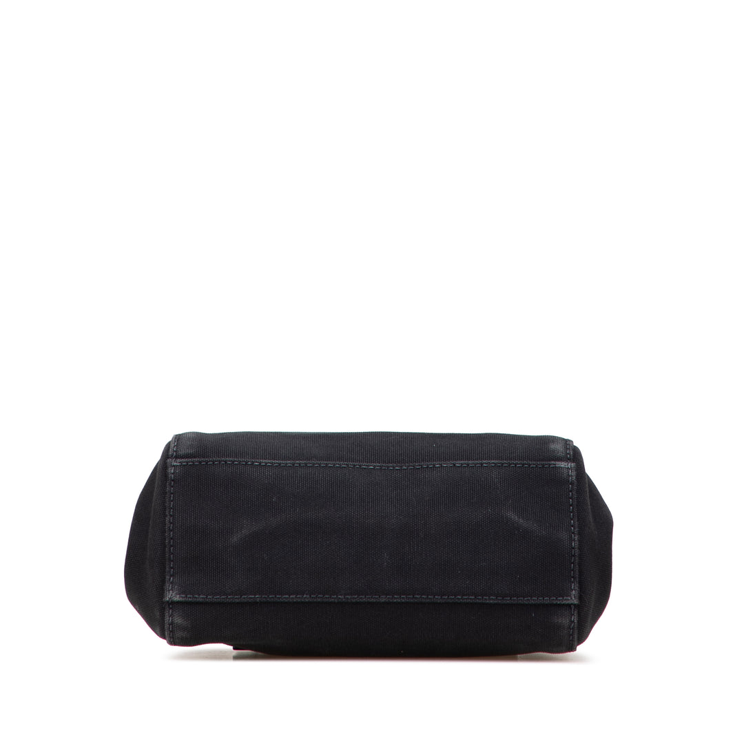 Small Canapa Canvas and leather Logo Satchel Black - Gaby Paris