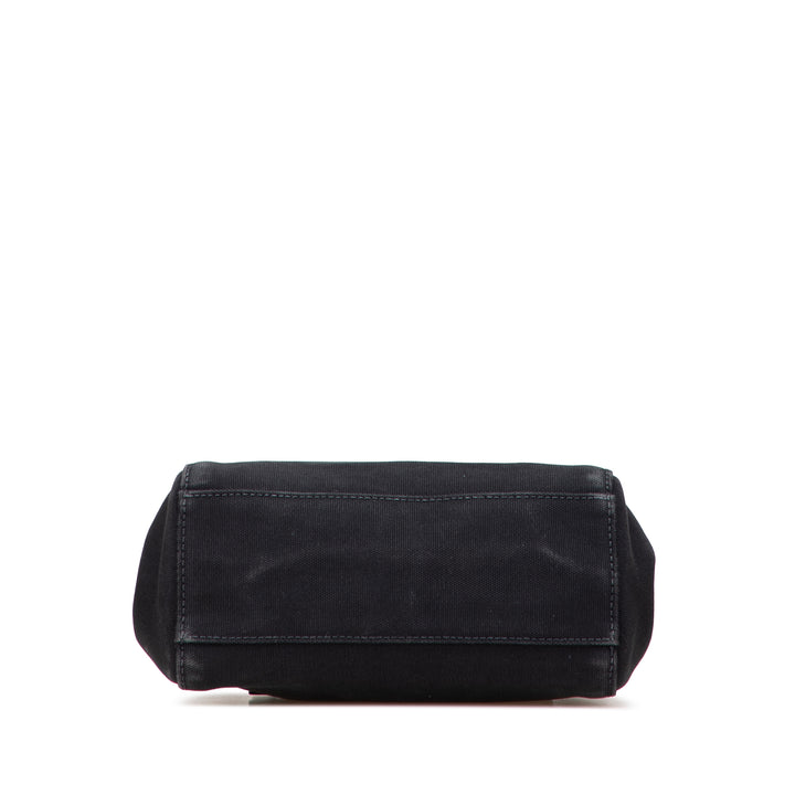Small Canapa Canvas and leather Logo Satchel Black - Gaby Paris