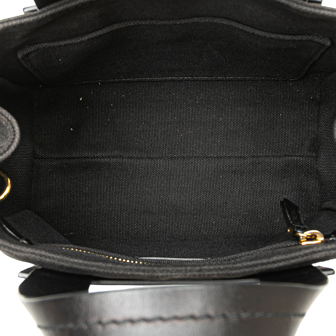 Small Canapa Canvas and leather Logo Satchel Black - Gaby Paris