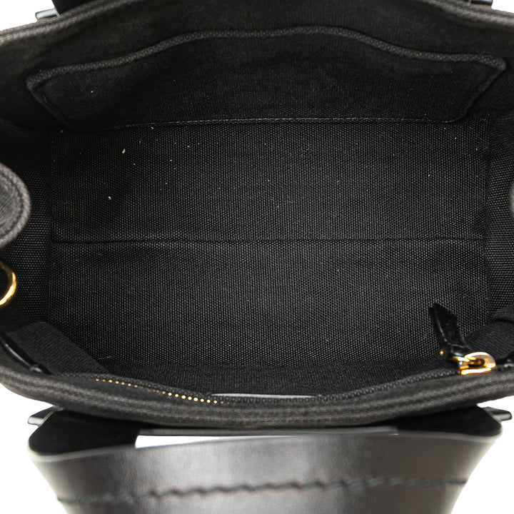Small Canapa Canvas and leather Logo Satchel Black - Gaby Paris