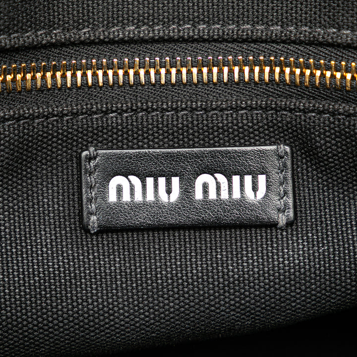 Small Canapa Canvas and leather Logo Satchel Black - Gaby Paris