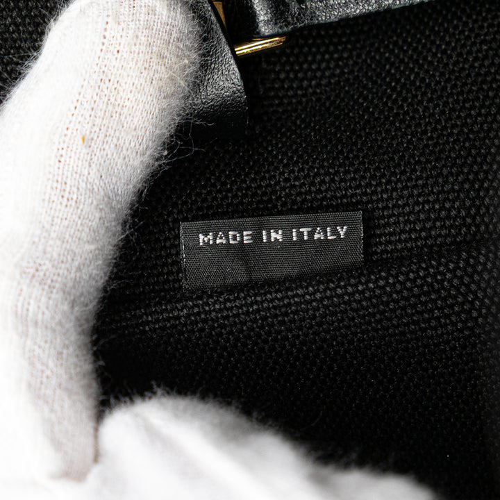 Small Canapa Canvas and leather Logo Satchel Black - Gaby Paris
