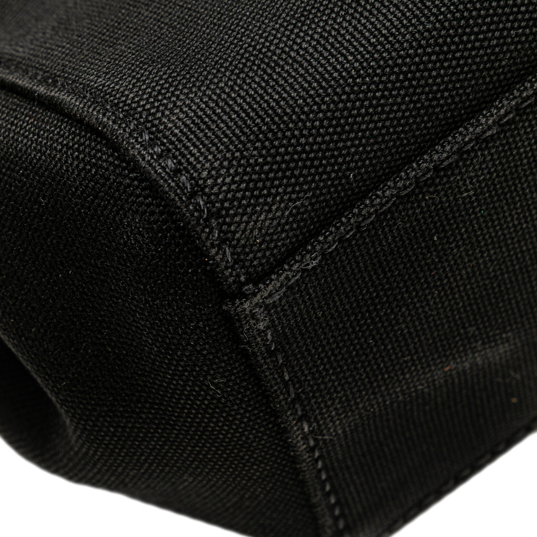 Small Canapa Canvas and leather Logo Satchel Black - Gaby Paris