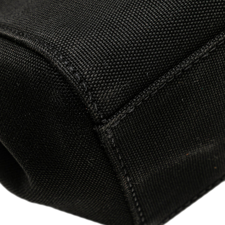 Small Canapa Canvas and leather Logo Satchel Black - Gaby Paris