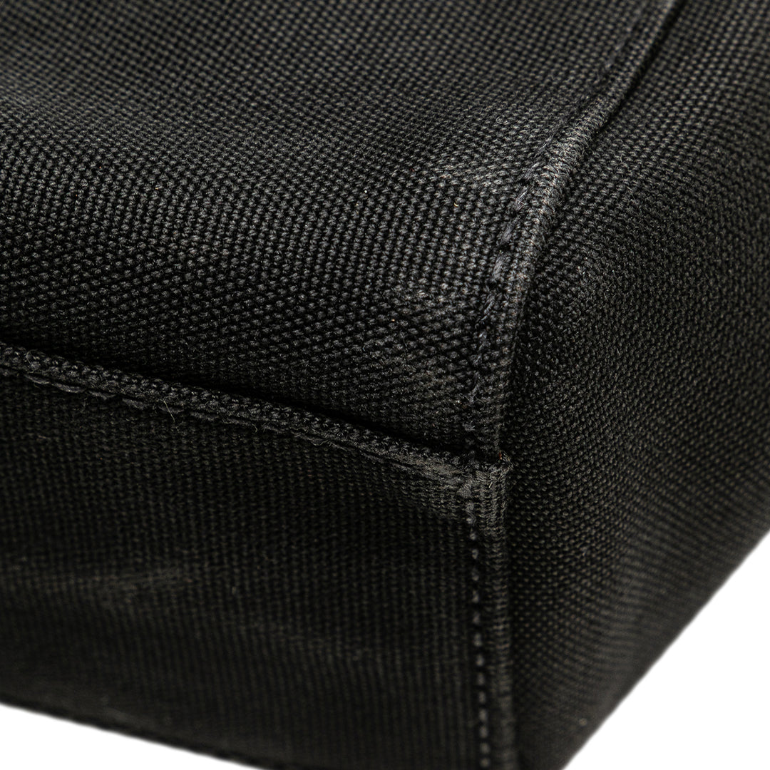 Small Canapa Canvas and leather Logo Satchel Black - Gaby Paris