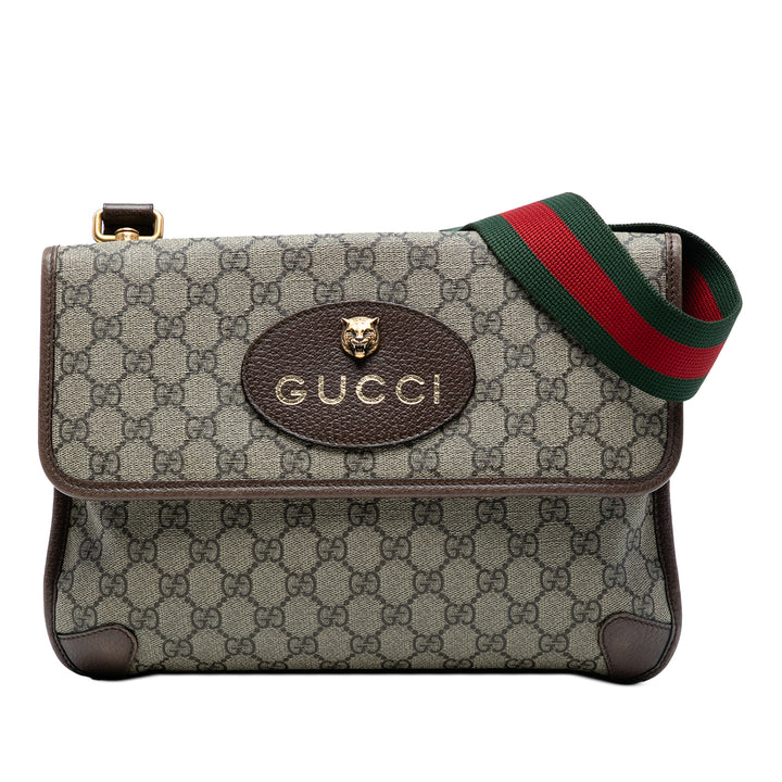 Gucci Medium GG Supreme Web Neo Vintage Double rabat Messenger Sac