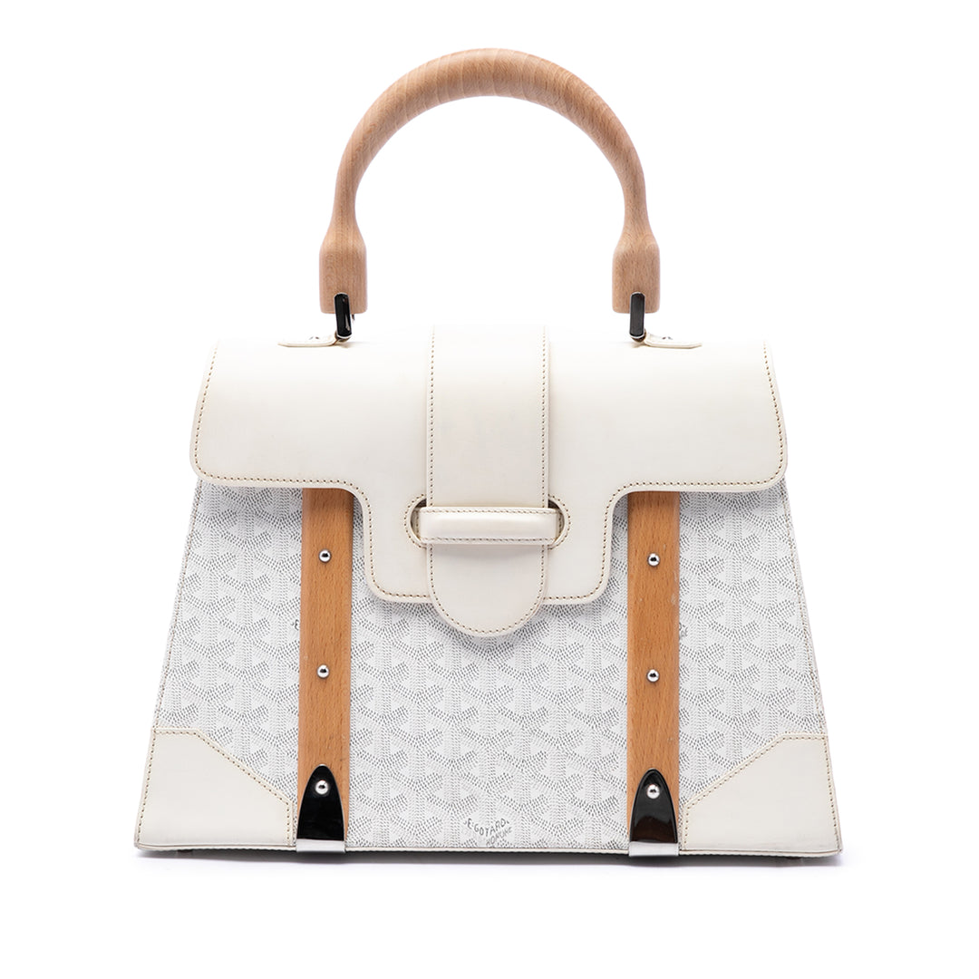 Goyard Sac à main Saigon Structured Goyardine MM Blanc – vue principale – GABY PARIS