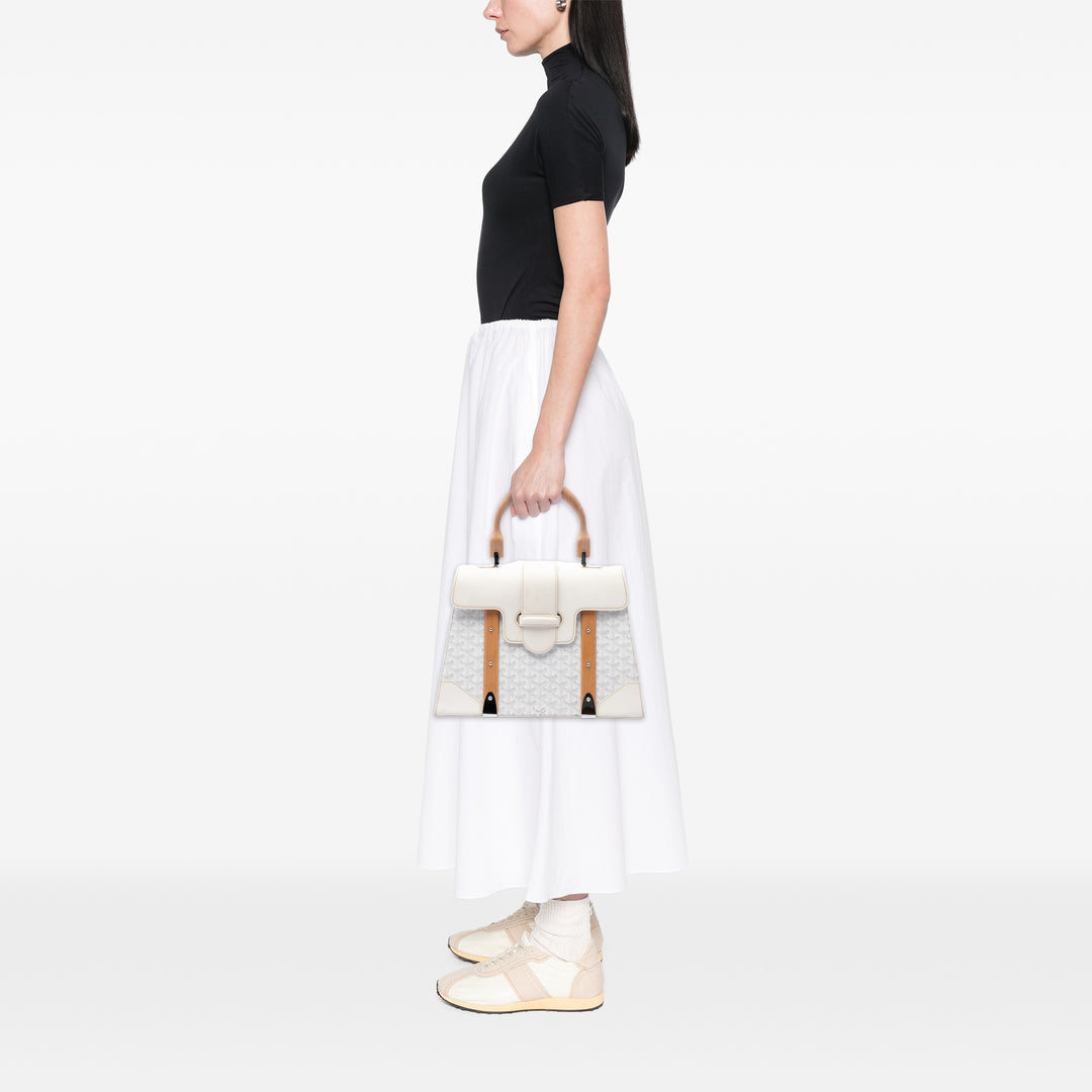 Goyard Sac à main Saigon Structured Goyardine MM Blanc – vue 6 – GABY PARIS