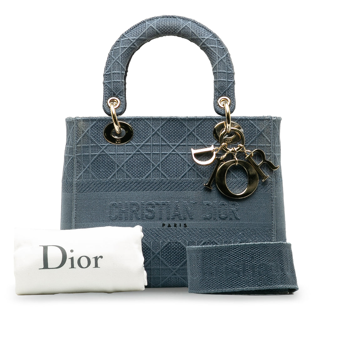 Dior Medium Cannage Lady D-Lite Blue - GABY PARIS