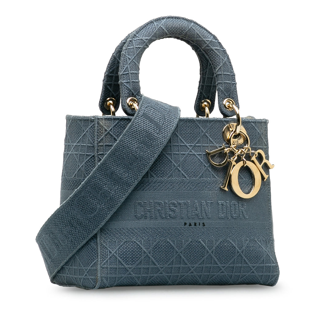 Dior Medium Cannage Lady D-Lite Blue - GABY PARIS