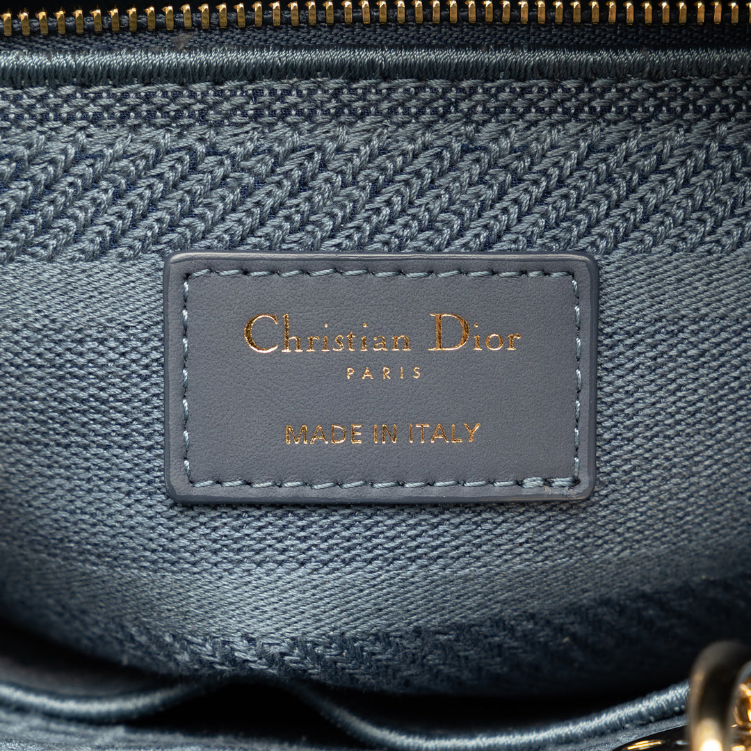 Dior Medium Cannage Lady D-Lite Blue - GABY PARIS