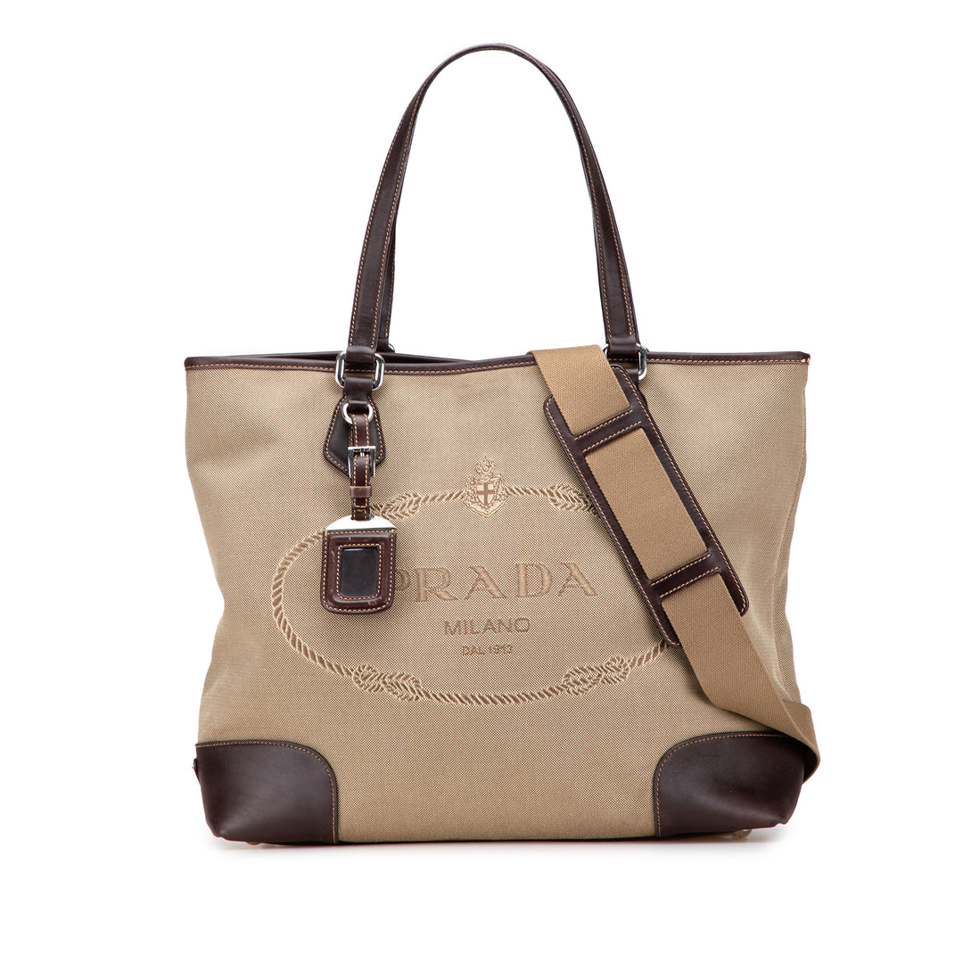Leather Trimmed Canvas Canapa Logo Satchel Brown - Gaby Paris