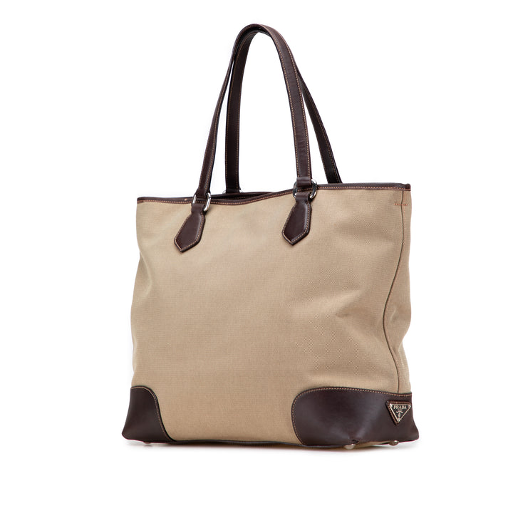 Leather Trimmed Canvas Canapa Logo Satchel Brown - Gaby Paris
