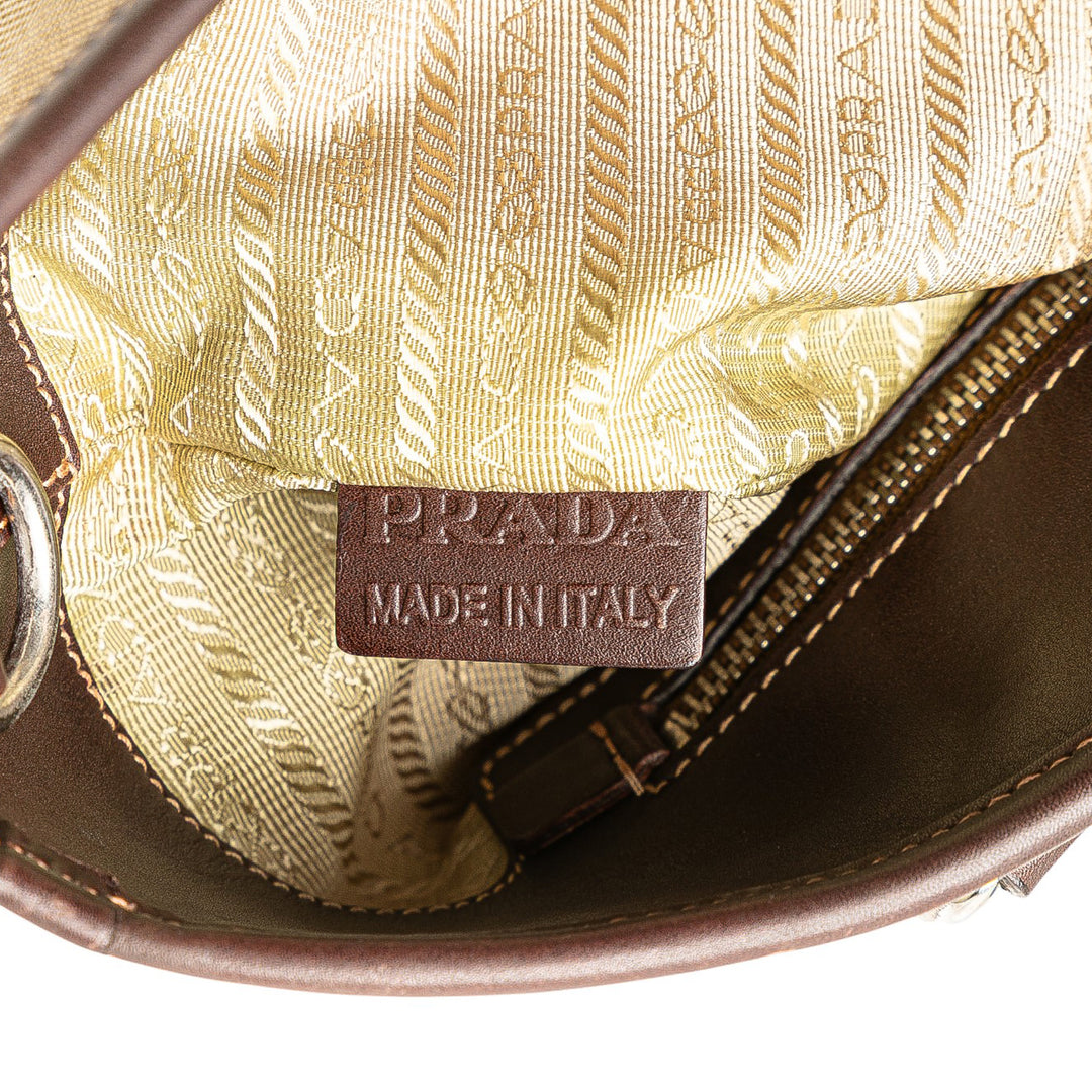Leather Trimmed Canvas Canapa Logo Satchel Brown - Gaby Paris