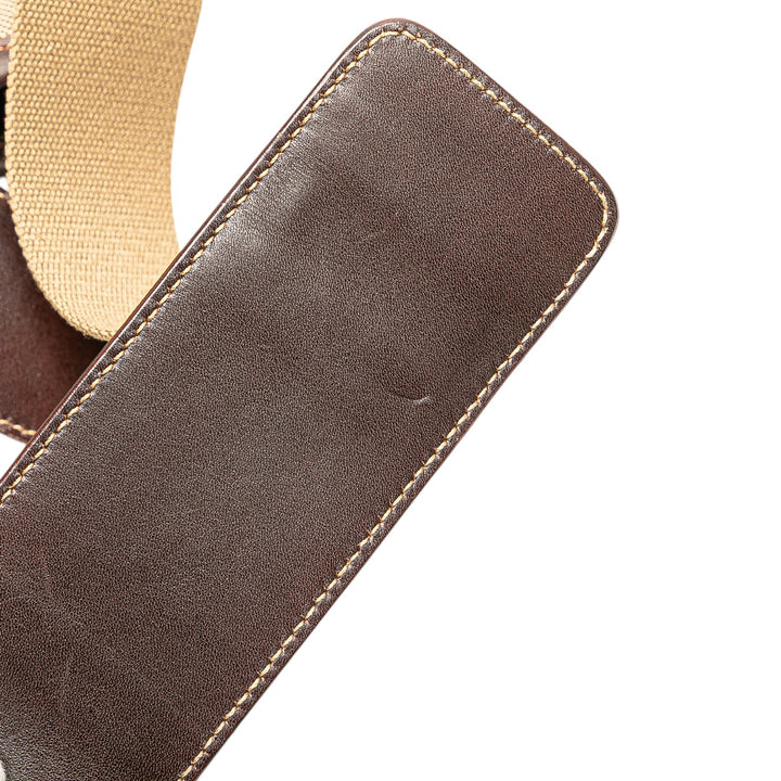 Leather Trimmed Canvas Canapa Logo Satchel Brown - Gaby Paris