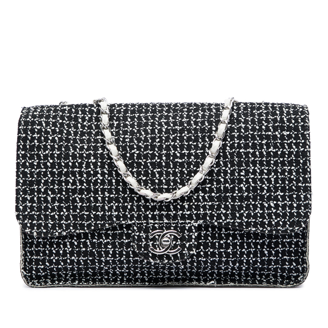 Chanel Jumbo Classic Tweed et Cuir de veau Simple rabat