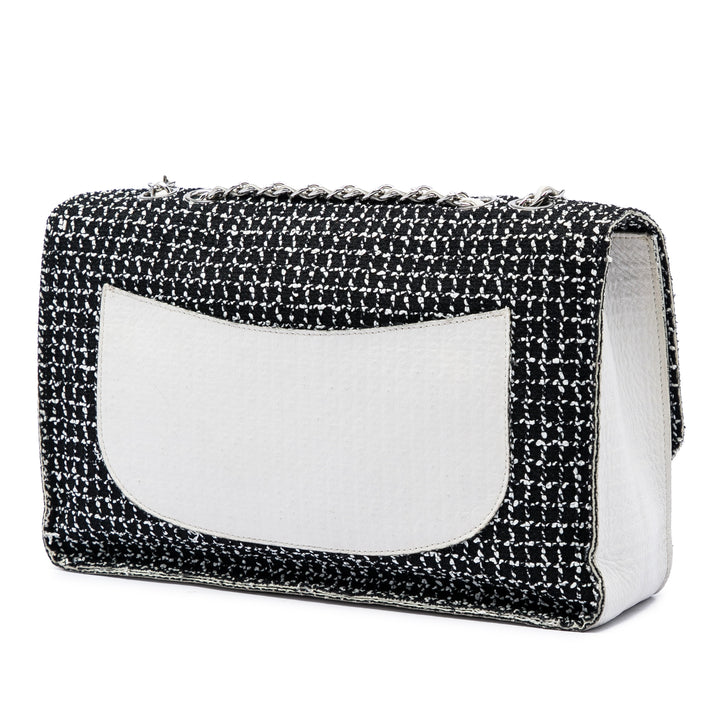 Chanel Jumbo Classic Tweed et Cuir de veau Simple rabat