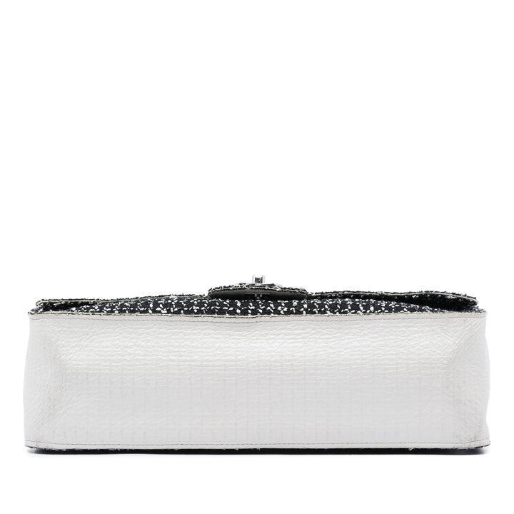 Chanel Jumbo Classic Tweed et Cuir de veau Simple rabat