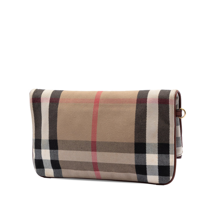 Burberry House Check Toile et Cuir Adeline Fold Over Wristlet Pochette
