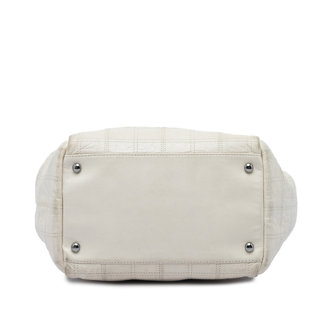 Chanel Chocolate Bar LAX Accordion Sac Cuir d'agneau Blanc