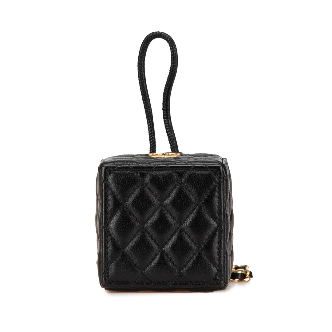 Mini Quilted Calfskin Drawstring Bucket Bag Black - Gaby Paris