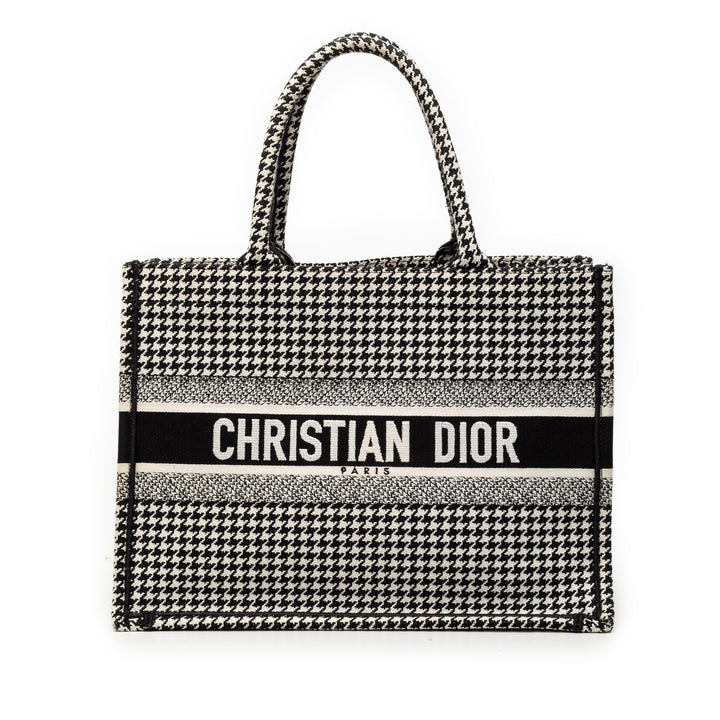 Dior Medium Toile Houndstooth brodé Book Cabas