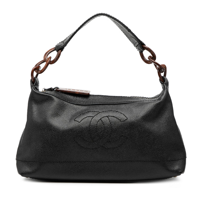 Chanel CC Caviar Wooden Chain Sac bandoulière