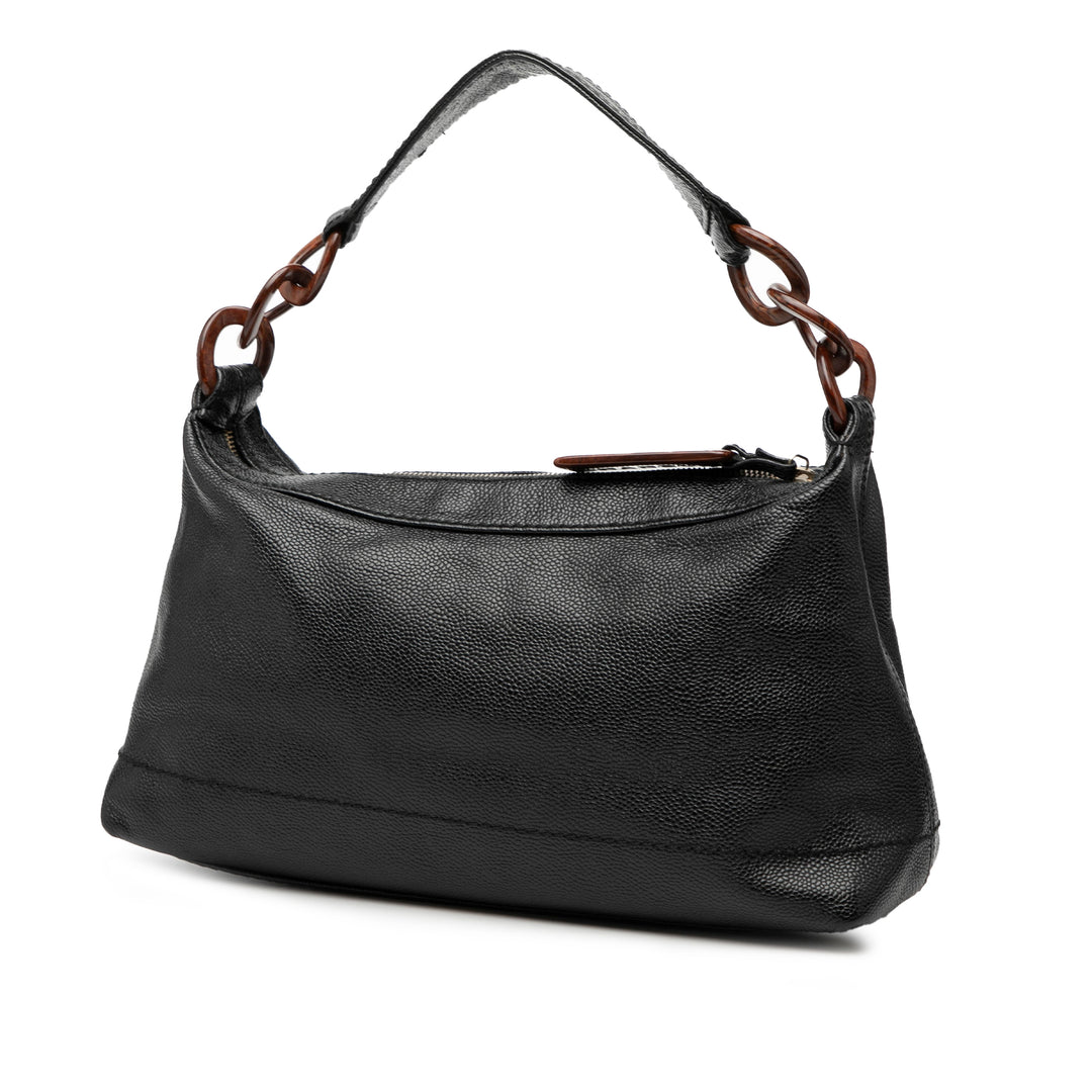 Chanel CC Caviar Wooden Chain Sac bandoulière