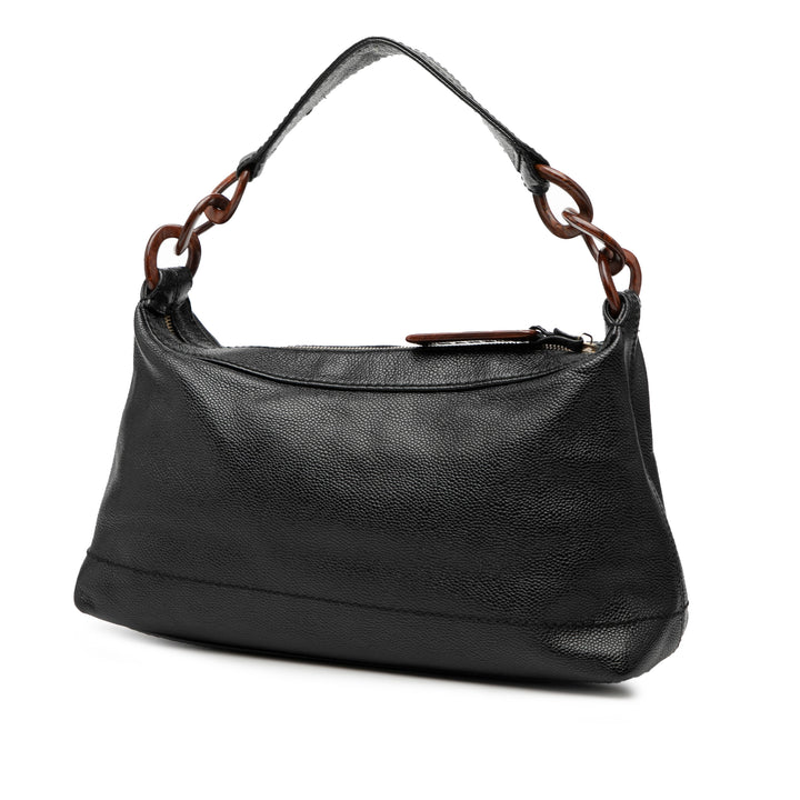 Chanel CC Caviar Wooden Chain Sac bandoulière