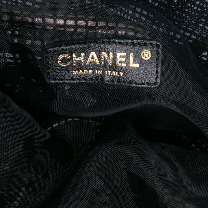 CC Mesh and Metallic Calfskin Bucket Bag Black - Gaby Paris