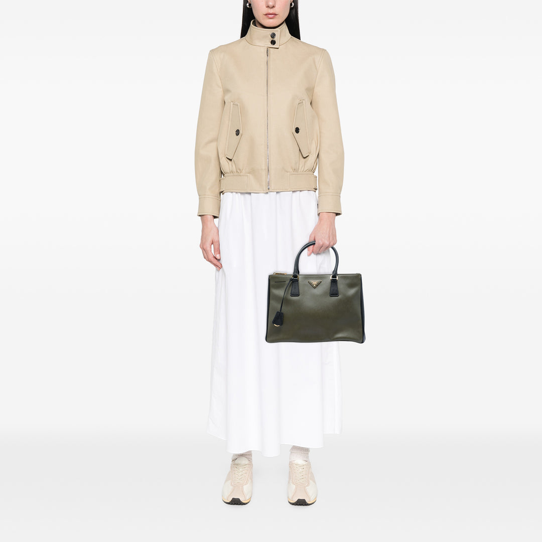Prada Bicolore Lux Galleria Double Zippé Sac Moyen Cuir Saffiano