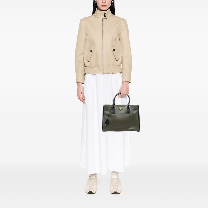 Prada Bicolore Lux Galleria Double Zippé Sac Moyen Cuir Saffiano