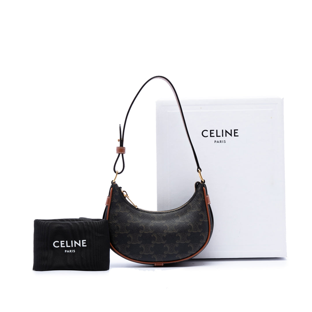 Celine Triomphe Ava Sac Mini Triomphe enduite Marron – vue 7 – GABY PARIS
