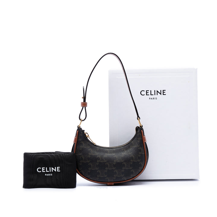 Celine Triomphe Ava Sac Mini Triomphe enduite Marron – vue 7 – GABY PARIS
