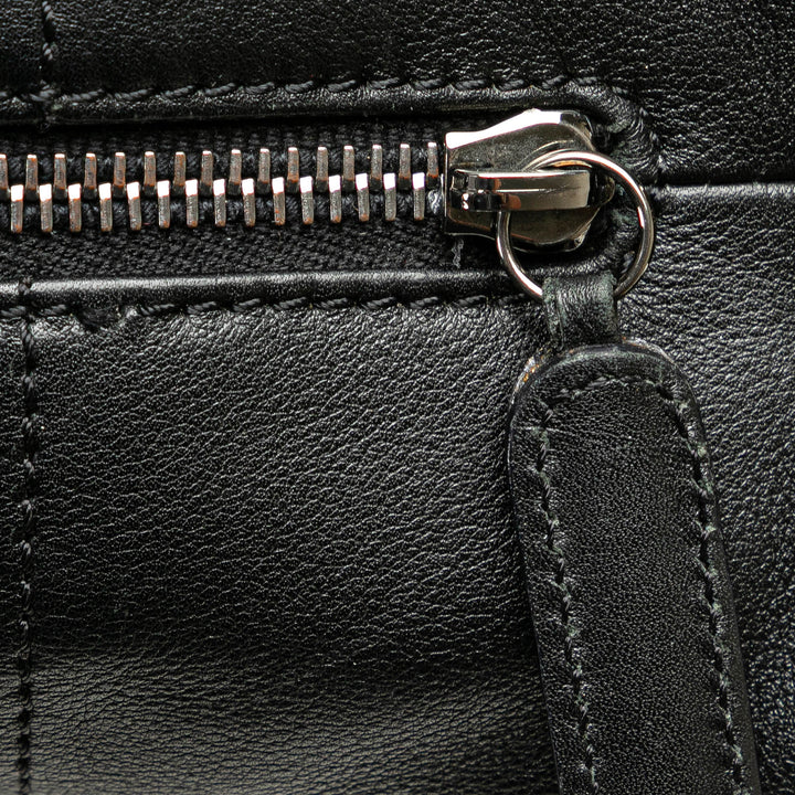 Lambskin Square Stitch Handbag Black - Gaby Paris