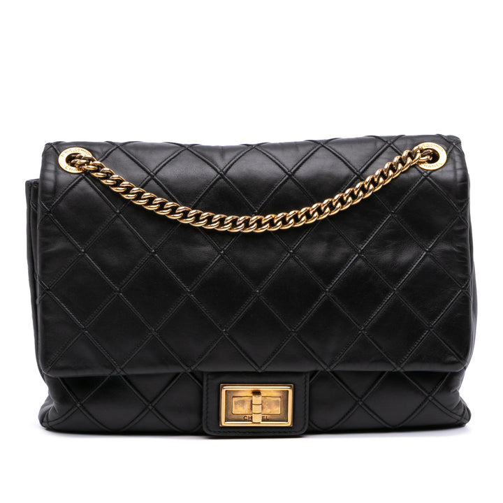Chanel Large Reissue 2.55 Diamond Debossed Cuir de veau Cosmos Flap Noir – GABY PARIS Authentique