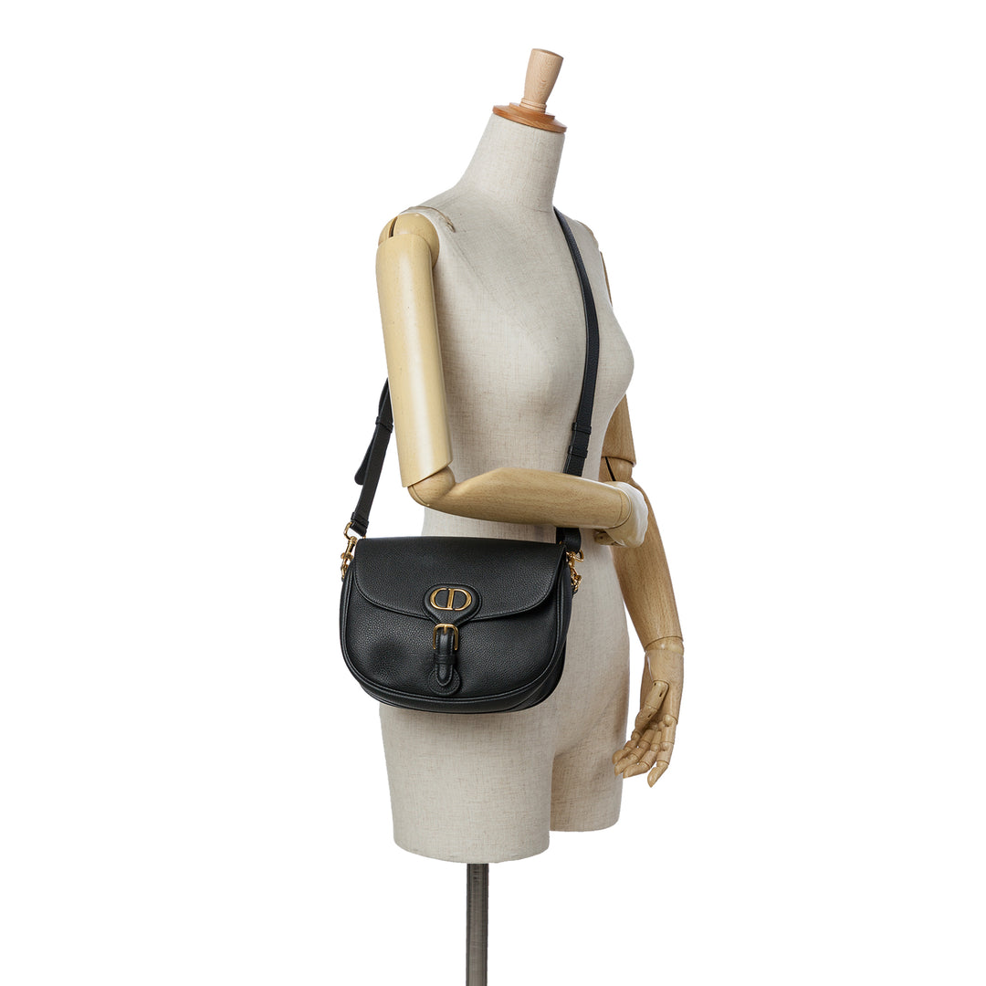 Medium Grained Calfskin Bobby Crossbody Black - Gaby Paris