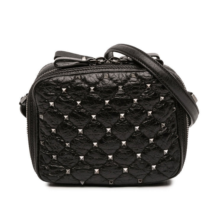 Valentino Matelassé froissé Cuir Rockstud Double Zip Sac caméra