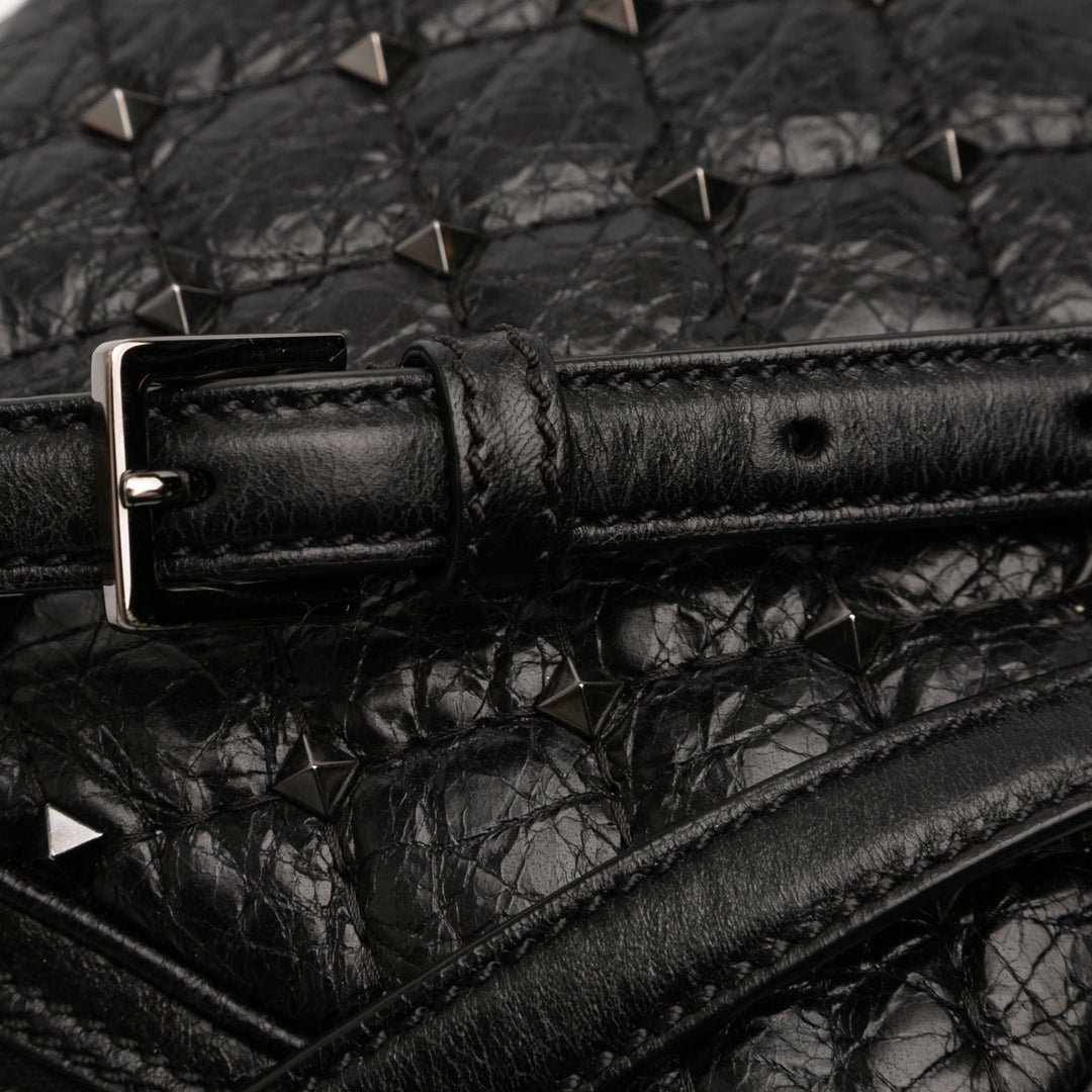 Valentino Matelassé froissé Cuir Rockstud Double Zip Sac caméra