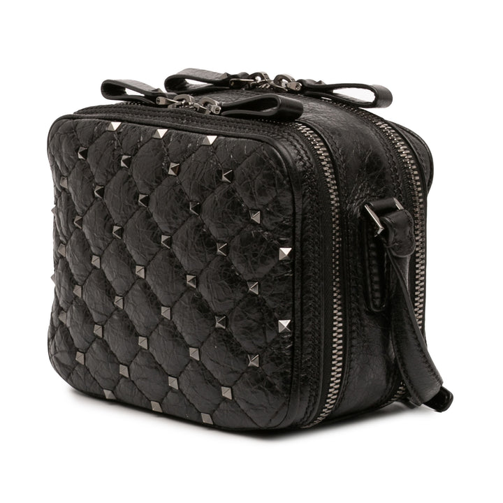 Valentino Matelassé froissé Cuir Rockstud Double Zip Sac caméra