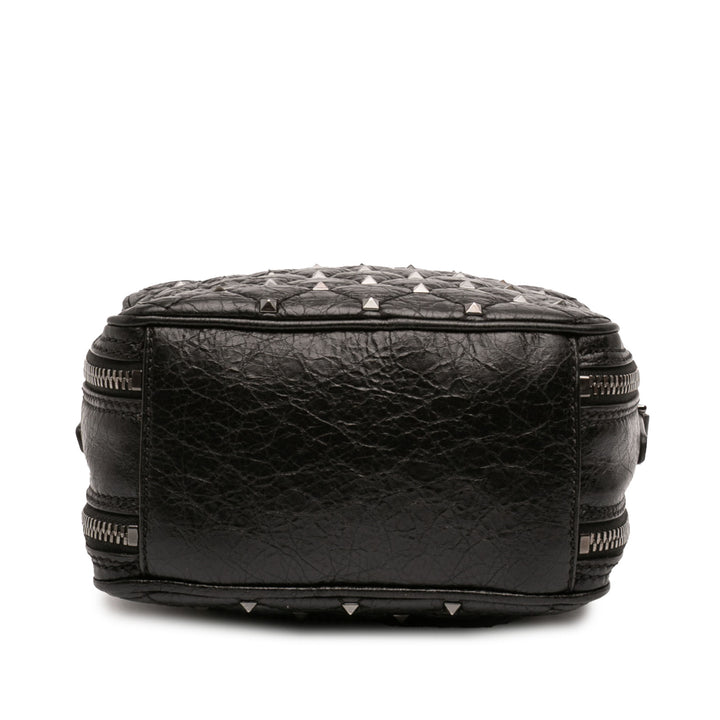 Valentino Matelassé froissé Cuir Rockstud Double Zip Sac caméra